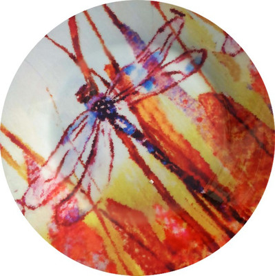 

fabulloso Leaf Designs Brown Dragonfly Dinner Plate