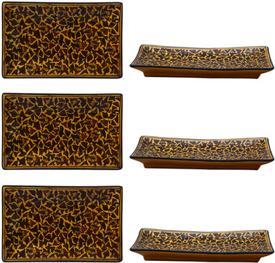 

Caffeine Brown Sehra Plate(Pack of 6)