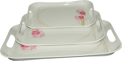 White Gold Floral Tray Set(Pack of 3)