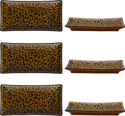 

Caffeine Brown Sehra Plate(Pack of 6)