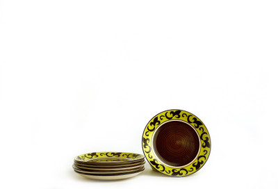 

Caffeine Handmade Artistic Pattern Brown Plate Set(Pack of 6)