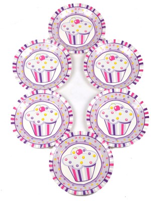 FUNCART Sweettre At Cup Cake Pink Theme 7 Inch Quarter Plate(Pack of 6)