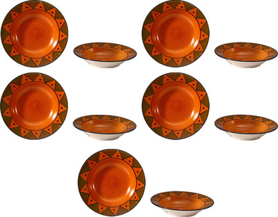 

Caffeine Biscotti Brown Trikon Plate(Pack of 10)