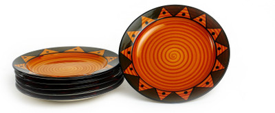 

Caffeine Handmade Traditional Tribal Art Plate Set(Pack of 6)