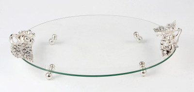 Eventz Gifts Round glass handle Tray(Tray) Eventz Gifts Round glass handle Tray(Tray)