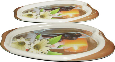 

White Gold Floral Tray Set(Pack of 2)