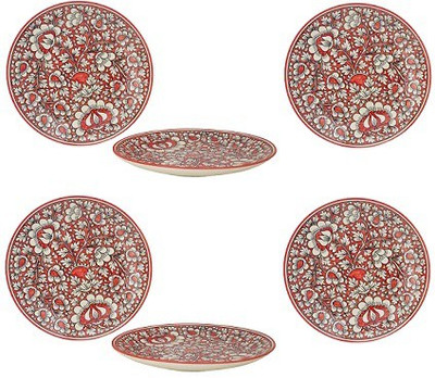 

Sunshine Dinner Plates With Mughal Pattern In Royal Red Colour Plate Set(Pack of 6)