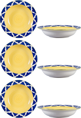 Caffeine Blue Mehrab Jaal Plate(Pack of 6)