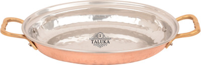 

Taluka (10" x 6" x 1.5" inches) Pure Copper and Stainless Steel Oval Platter Rice Plate Dish