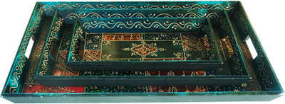 

Shreeng Wooden Tray Trio Tray Set(Pack of 3)