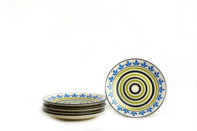 

Caffeine Handmade Doodle and Leaf print Plate Set(Pack of 6)