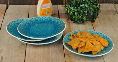 

Buono Casa Eudora Embossed Snacks Plate Set of 4 -Blue Plate Set(4 Units)