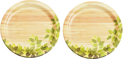 

Hua You Melamine Cream Leaf - 12.5 inch Round Plate Set(Pack of 2)
