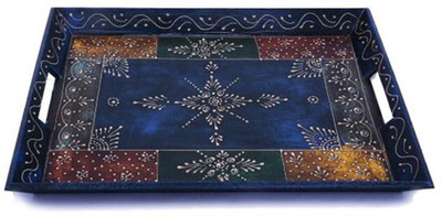 

Radha Krishna Shop Wooden Single Tray with Embosed Work Tray