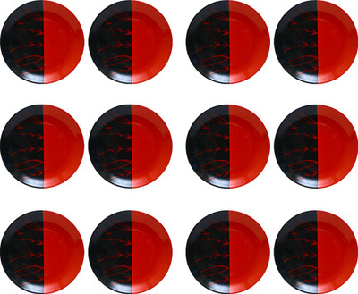 

Caffeine Red Black Bamboo Plate(Pack of 12)