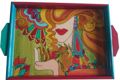 

Kalasiddhiart Hand Painted Pretty Lady Tray