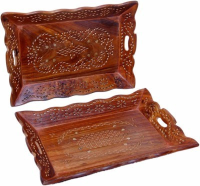 

Craftatoz sheesham wood serving tray Tray(Pack of 2)
