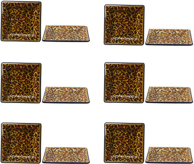 

Caffeine Brown Sehra Plate(Pack of 12)