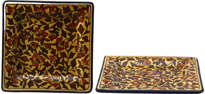 

Caffeine Brown Sehra Plate(Pack of 2)