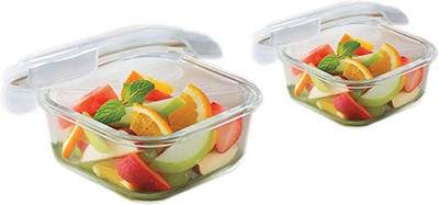 

Borosil Microwavable Klip - N - Store Square Dish With Lid Dish Set(2 Units)