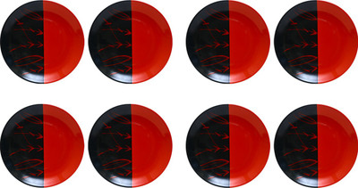 

Caffeine Red Black Bamboo Plate(Pack of 8)