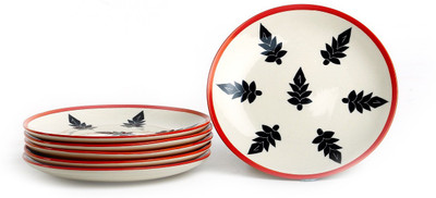 

Caffeine Handmade Elegant Christmas Tree Pattern Plate Set(Pack of 6)