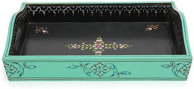 

Kaushalam Small Painted: Black, Sea Green Tray