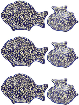 

Cafeine Blue Mughal Plate(Pack of 6)
