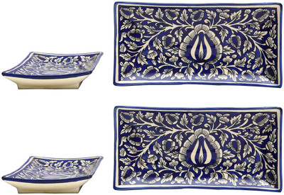 

Caffeine Blue Mughal Plate(Pack of 4)