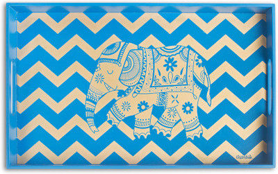 

Chumbak Elephant In Gold Rectangular Tray Tray