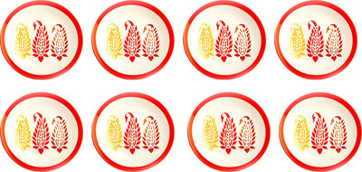 

Caffeine Red Boota Plate(Pack of 8)