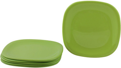 

White Gold Green Plate(Pack of 6)