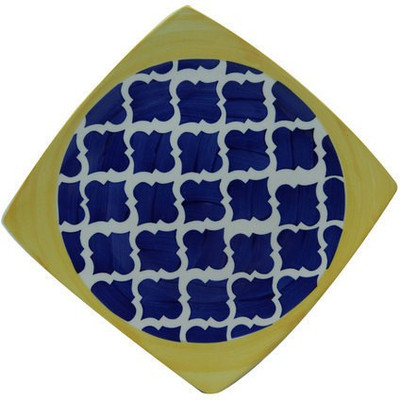 

Sunshine Snacks Plates With Umrao Pattern In Royal Blue And Yellow Colour By Sunshine.. Plate Set(Pack of 2)
