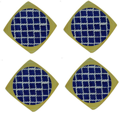 

Sunshine Snacks Plates With Umroa Pattern In Royal Blue And Yellow Colour Plate Set(4 Units)
