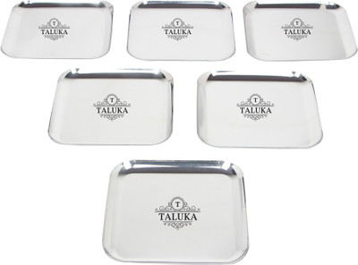 

Taluka (8" x 8" inches Each) Pure Stainless Steel Tray Set Of 6 Weight :- 310 Grams each Dinner Plate Set(6 Units)