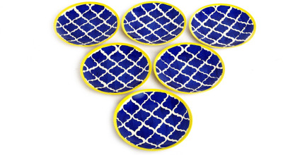

Caffeine Handmade Blue Mughal Pattern Influenced Print Plate Set(Pack of 6)