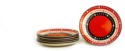 

Caffeine Handmade Orange Dotted Pattern Plate Set(Pack of 6)