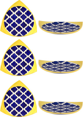 

Caffeine Blue Mehrab Jaal Plate(Pack of 6)