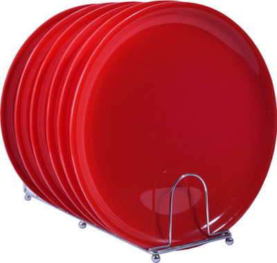 

Deseo Round Quarter Acrylic Plate, Red, Set of 6 Plate Set(6 Units)