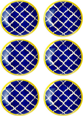 

Caffeine Blue Mehrab Jaal Plate(Pack of 6)