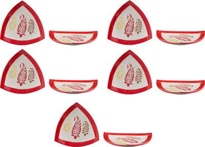 

Caffeine Red Boota Plate(Pack of 10)