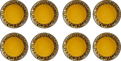 Caffeine Brown Sehra Plate(Pack of 8)