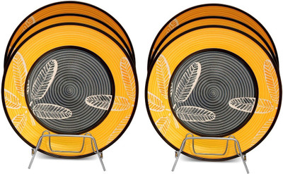 

Caffeine Handmade Leaf Print Plate Set(Pack of 6)