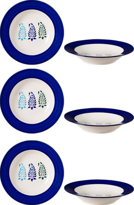 

Caffeine Blue Boota Plate(Pack of 6)