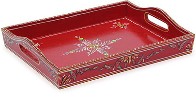 

Kaushalam Large Painted: Red Tray