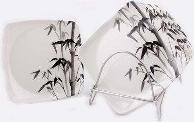 

Silver Fish 104 - 8" Square - Bamboo Half Quarter Plate Set(Pack of 6)