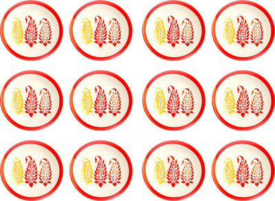 

Caffeine Red Boota Plate(Pack of 12)