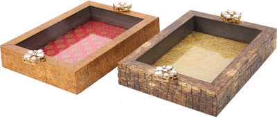 

Hastkala Red & bronze Tray Set(Pack of 2)