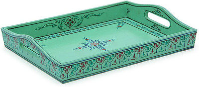

Kaushalam Large Painted: Sea Green Tray