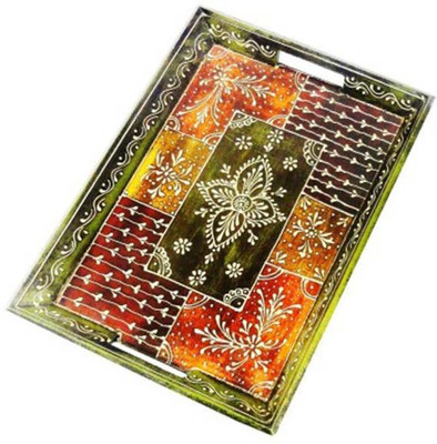 

Radha Krishna Shop Wooden Single Tray with Beautiful Embosed Work Tray